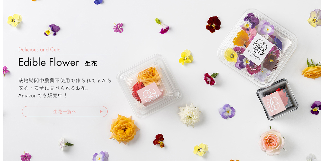 Delicious and Cute Edible Flower 生花 無農薬で作られているから 安心・安全に食べられるお花。Amazonでも販売中！